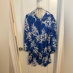 Blue and floral tie dress